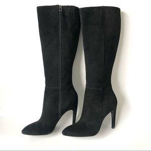 Via Spiga Bethany Black Suede Tall Boots Size 8 M